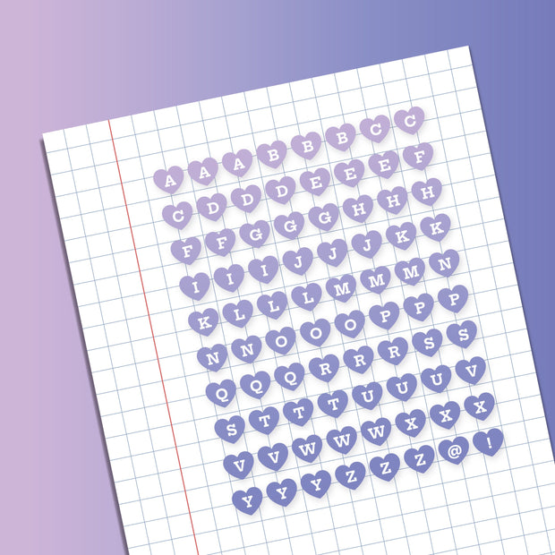 Purple Alphabet Heart Planner Sticker
