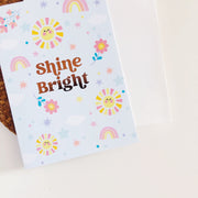 Shine Bright Rose Gold Blue Greeting Card