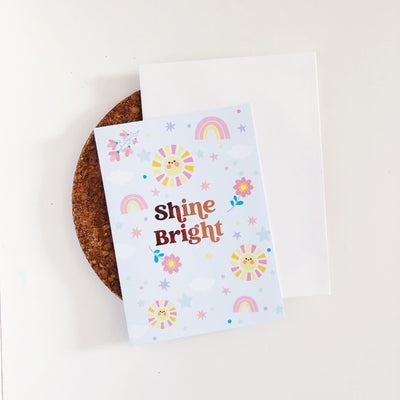 Shine Bright Rose Gold Blue Greeting Card