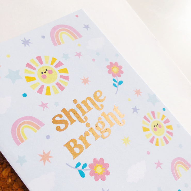 Shine Bright Rose Gold Blue Greeting Card