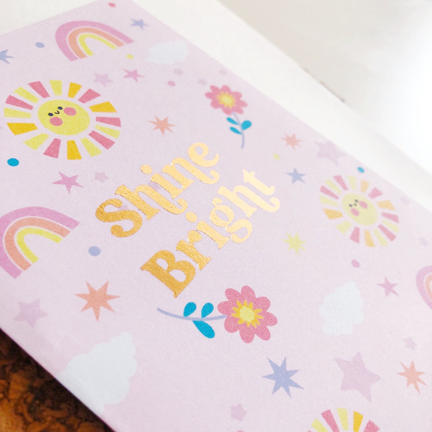 Shine Bright Rose Gold Pink Greeting Card