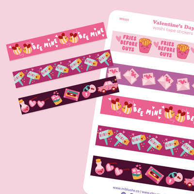 Valentine's Day Washi Strips Planner Stickers