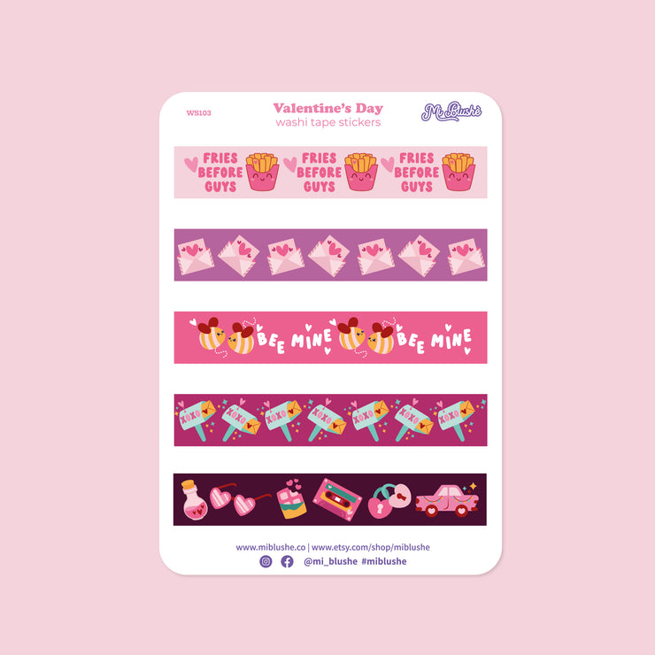 Valentine's Day Washi Strips Planner Stickers